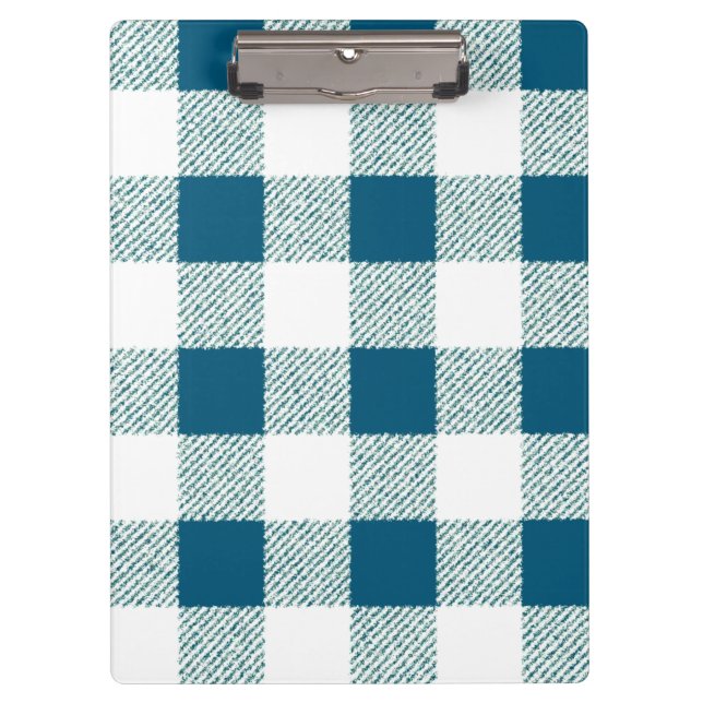 Bläulich Grün Kariert Gingham Muster Klemmbrett (Vorderseite)