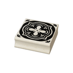 bläuliches Blumenfliesenmuster Gummistempel