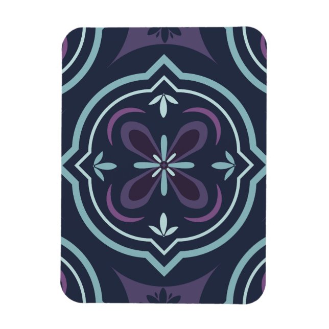 bläuliches Blumenfliesenmuster Magnet (Vertikal)