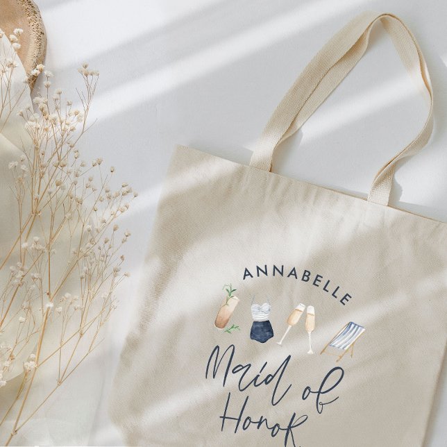 Blaumädchenhafte moderne Cocktail-Script-Trauzeugi Tragetasche (Von Creator hochgeladen)