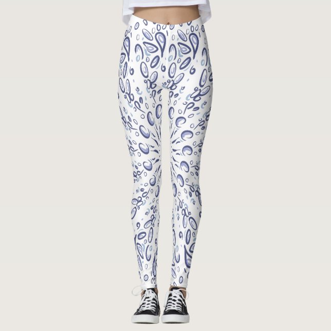 Blaumandala-Muster Leggings (Vorderseite)