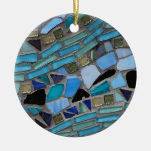 Blaumeer-Glas-Mosaik Keramik Ornament