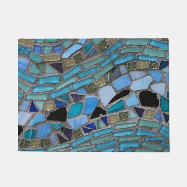 Blaumeer-Glas-Mosaikmatte Fußmatte (Vorderseite)