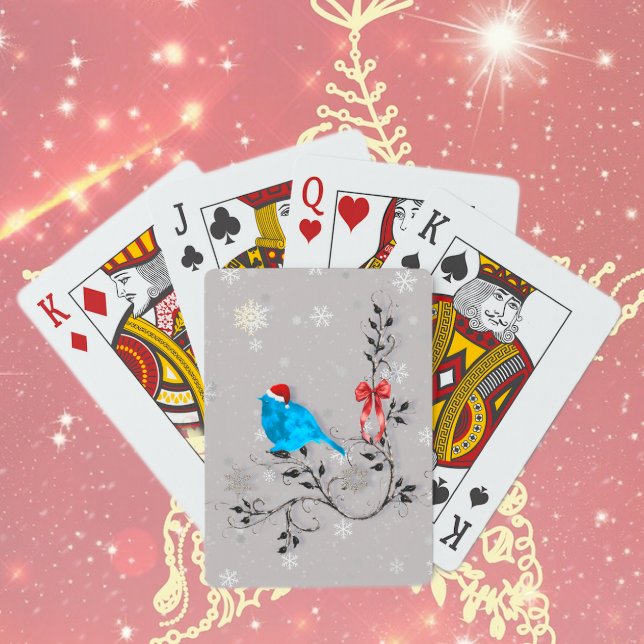 Blaumeise beobachtet eine Schneeflocke Spielkarten (Von Creator hochgeladen)