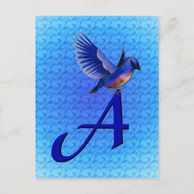 Blaumeise-Monogramm Anfangsbuchstabe A Postkarte (Vorderseite)