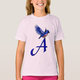Blaumeise-Monogramm Anfangsbuchstabe A  T-Shirt
