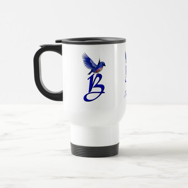 Blaumeise-Monogramm Anfangsbuchstabe B Elegant Per Reisebecher (Links)