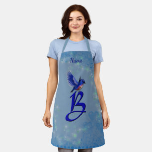 Blaumeise-Monogramm Anfangsbuchstabe B Personalisi Schürze