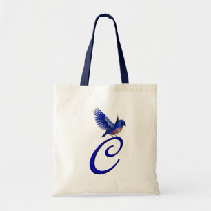 Blaumeise-Monogramm Anfangsbuchstabe C Elegant Tragetasche