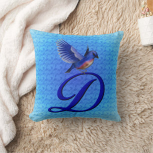 Blaumeise-Monogramm Anfangsbuchstabe D Kissen