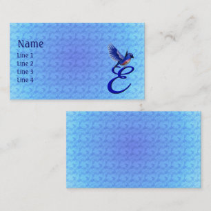 Blaumeise Monogramm Anfangsbuchstabe E Elegant Visitenkarte
