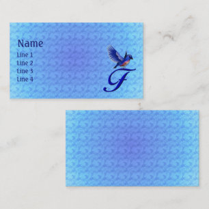 Blaumeise-Monogramm Anfangsbuchstabe F Elegant Visitenkarte