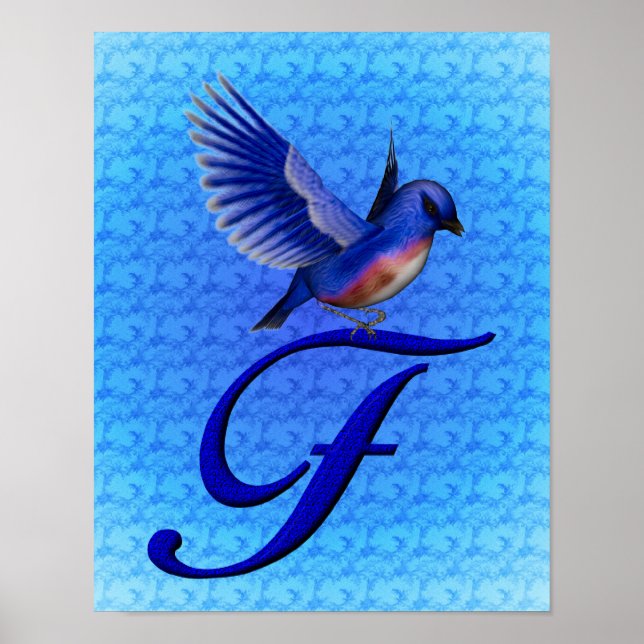 Blaumeise-Monogramm Anfangsbuchstabe F Poster (Vorne)