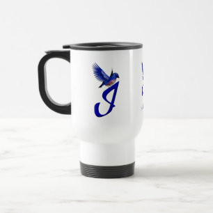 Blaumeise-Monogramm Anfangsbuchstabe I Elegant Per Reisebecher