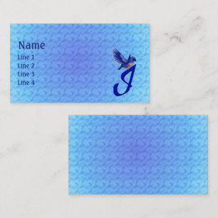 Blaumeise-Monogramm Anfangsbuchstabe I Elegant Visitenkarte