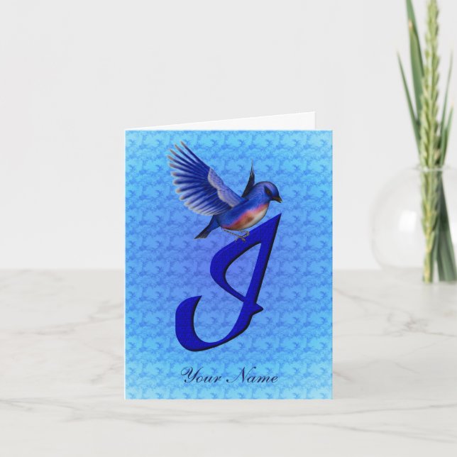 Blaumeise-Monogramm Anfangsbuchstabe I Personalisi (Vorderseite)