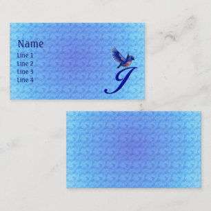 Blaumeise-Monogramm Anfangsbuchstabe J Elegant Visitenkarte