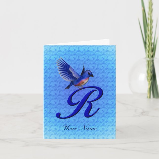 Blaumeise-Monogramm Anfangsbuchstabe R Personalisi (Vorderseite)