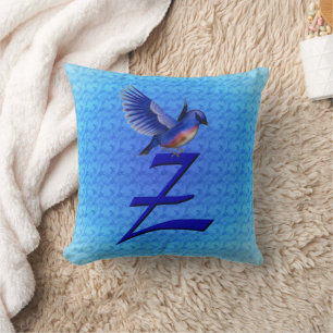 Blaumeise-Monogramm Anfangsbuchstabe Z Kissen