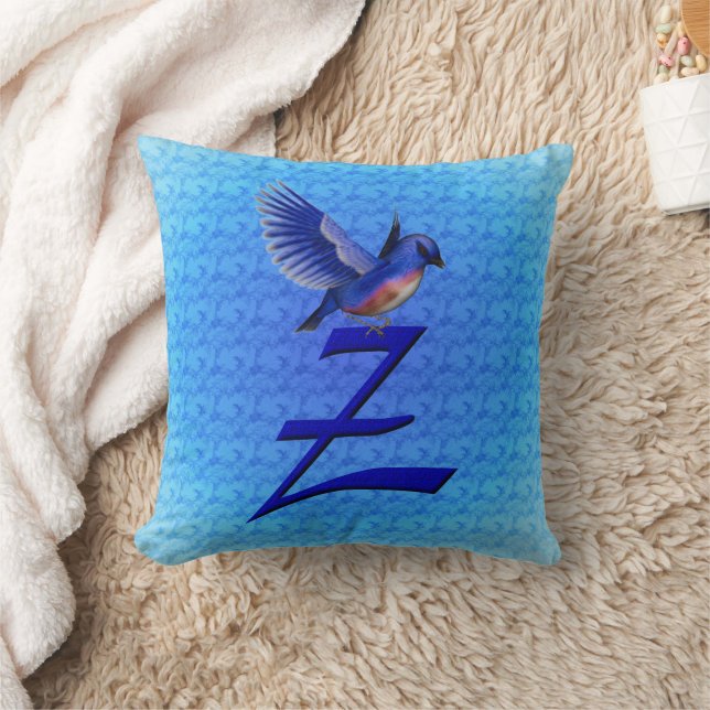 Blaumeise-Monogramm Anfangsbuchstabe Z Kissen (Decke)