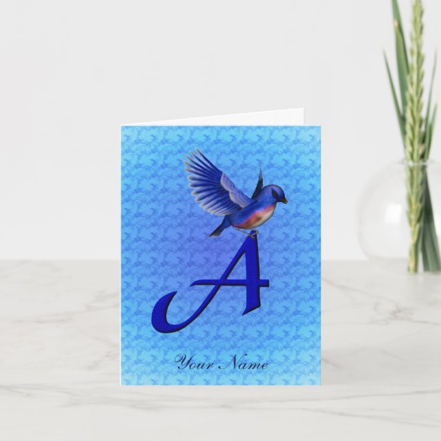 Blaumeise-Monogramm Initiale A Personalisiert (Vorderseite)