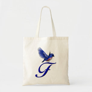Blaumeise-Monogramm Initiale F Tragetasche