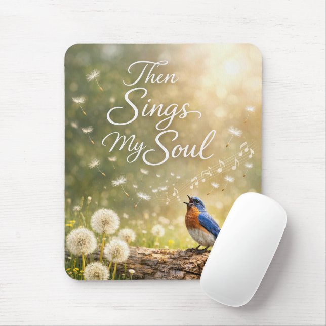 Blaumeise singt "Dann singt meine Seele" Lied Mousepad (Mit Mouse)