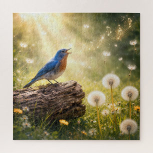 Blaumeise singt im Sonnenschein Puzzle