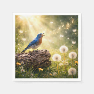 Blaumeise singt im Sonnenschein Serviette
