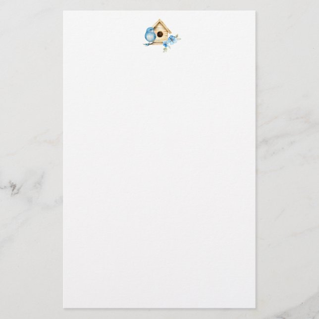 Blaumeise und Vogelhaus Briefpapier (Vorderseite)