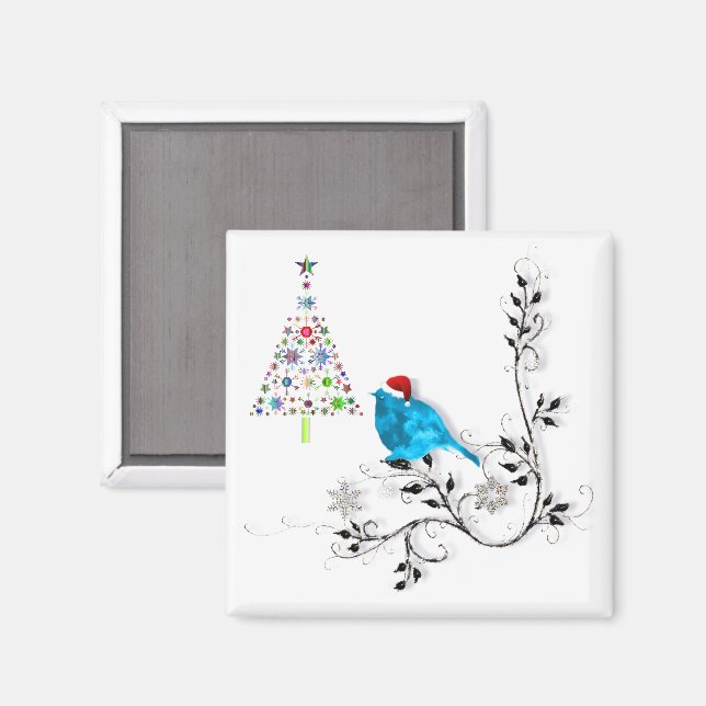 Blaumeise & Weihnachtsbaum Magnet (Vorderseite/Rückseite)