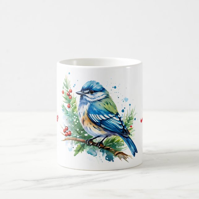 Blaumeise zu Weihnachten Kaffeetasse (Mittel)