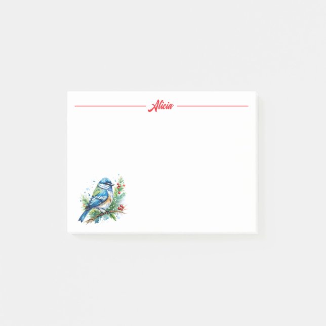 Blaumeise zu Weihnachten Post-it Klebezettel (Vorderseite)