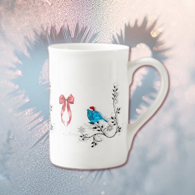 Blaumeise zu Weihnachten Prozellantasse (Von Creator hochgeladen)