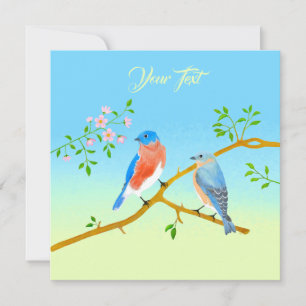 Blaumeisen Blassblau & Grün Flachkarte Karte