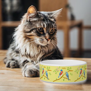 Blaumeisen-Katze- oder Hunde-Schüssel Gelb Napf