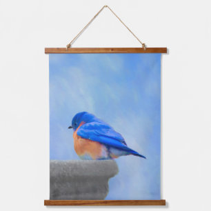 Blaumeisen-Malerei - Originale Vogelkunst Wandteppich Mit Holzrahmen