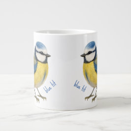 Blaumeisen-Vogeltasse, Aquarell-Garten-Vogelkunst Jumbo-Tasse