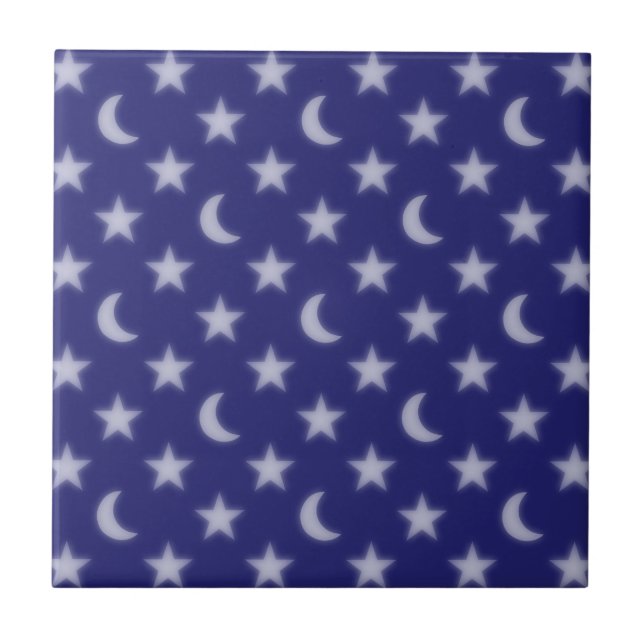 Blaumonde und Sternmuster Fliese (Vorderseite)