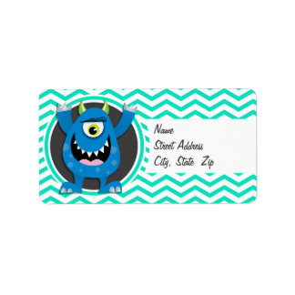 Blaumonster; Aqua Green Zickzack Adressaufkleber