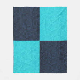 Blaumosaik, rechteckiges Muster, Fleecedecke