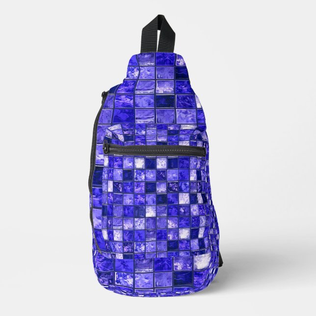 Blaumosaikmuster Crossbody Bag (Vorderseite)