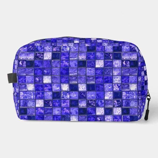 Blaumosaikmuster Waschbeutel (Vorderseite)