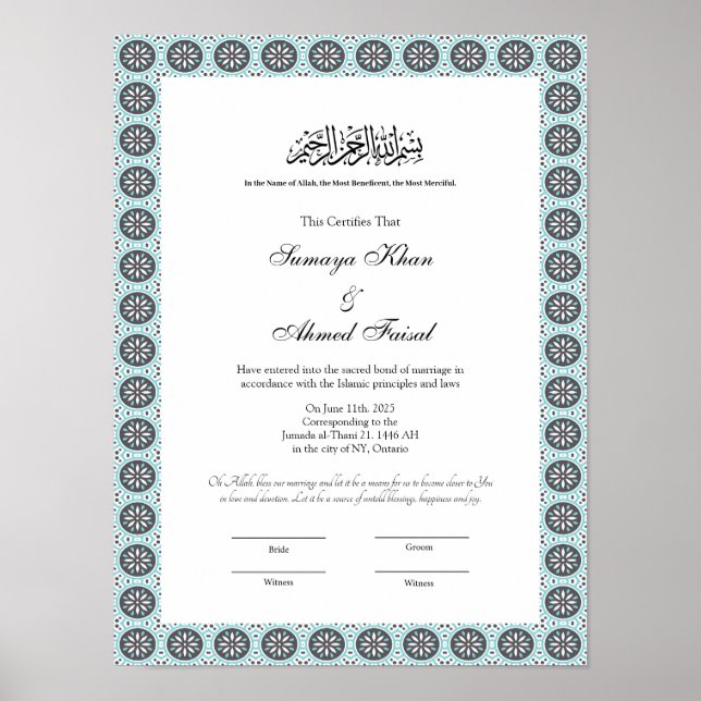 Blaumuslim nikkah-Zertifikat Poster (Vorne)