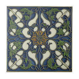 Blaumuster Vintage Jugendstil-Keramiken Fliese