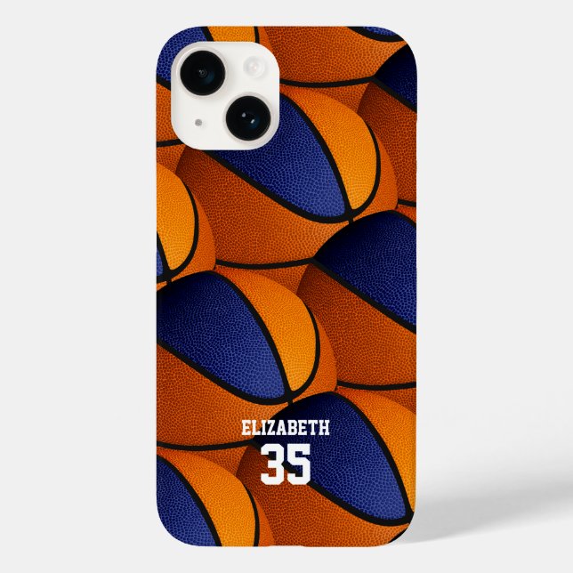 Blauorange Basketballmannschaft farbenfrohe Jungs Case-Mate iPhone Hülle (Rückseite)