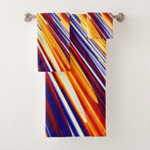 Blauorange Gelbe Abstrakte geometrische Federn Badhandtuch Set