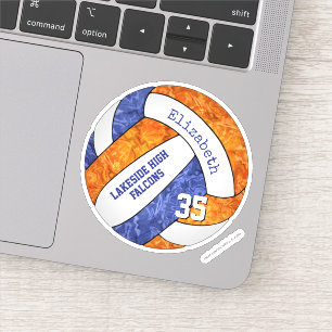 Blauorange Girls Volleyball mit Maskottchen Aufkleber