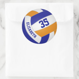 Blauorange Mannschaft farbig Jungs Mädchen Volleyb Runder Aufkleber