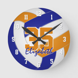 Blauorange Mannschaftsfarben Spieler nennen Volley Runde Wanduhr